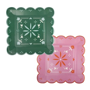 Pink & Green Fiesta Plates - Fiesta Birthday Plates, Final Fiesta Bridal Shower, Cowgirl Western Party Supplies, Fiesta Baby Shower Decor