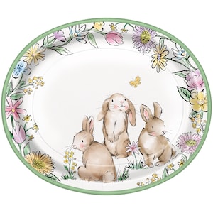 Coniglietto floreale Coniglietto Vassoio di carta da portata 8 pz - Piatti monouso per cena, Piatti di Pasqua, Decorazioni di compleanno a forma di coniglietto, Piatti a forma di coniglietto