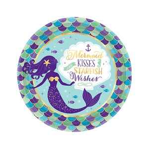 9&quot; Mermaid Party Plates - Mermaid Birthday, Party Supplies, Mermaid Baby Shower, Mermaid Bachelorette, Last Splash, Mermaid Kisses