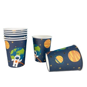 Space Cups - Astronaut Party Decorations, Space Birthday Cups, Outer Space Party Supplies, Planet Party Cups, Rocket Birthday Decorations