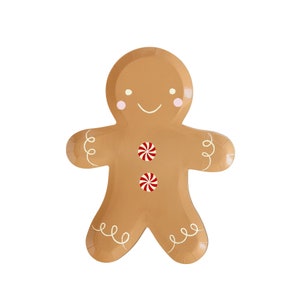 Gingerbread Man Plates - Holiday Party Plates, Pink Gingerbread Party, Christmas Party Supplies, Kids Christmas Party, Christmas Plates