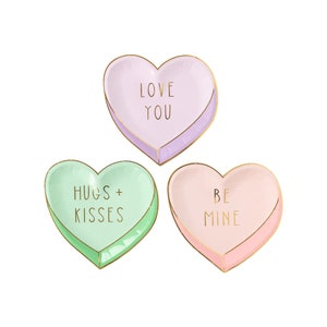 Piatti a cuore per conversazione - Piatti per feste di San Valentino per bambini, XOXO Party, decorazioni per feste Galentines, stoviglie di San Valentino, forniture per feste Be Mine