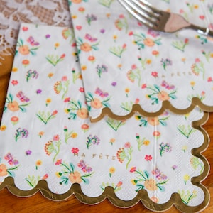 Floral Tea Party Napkins - Garden Birthday Decorations, Princess Party Supplies, Floral Bridal Shower, Flower Napkins, Floral Baby Shower