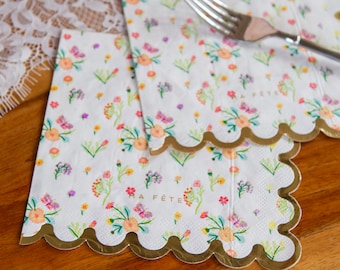 Floral Tea Party Napkins - Garden Birthday Decorations, Princess Party Supplies, Floral Bridal Shower, Flower Napkins, Floral Baby Shower