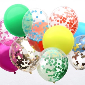 Rainbow Party Balloons - Rainbow Birthday Party, Paint Party Balloons, Birthday Balloon Decorations, Confetti Balloons, Rainbow Balloons