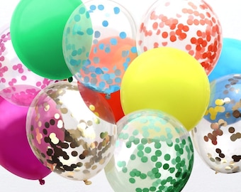 Rainbow Party Balloons - Rainbow Birthday Party, Paint Party Balloons, Birthday Balloon Decorations, Confetti Balloons, Rainbow Balloons