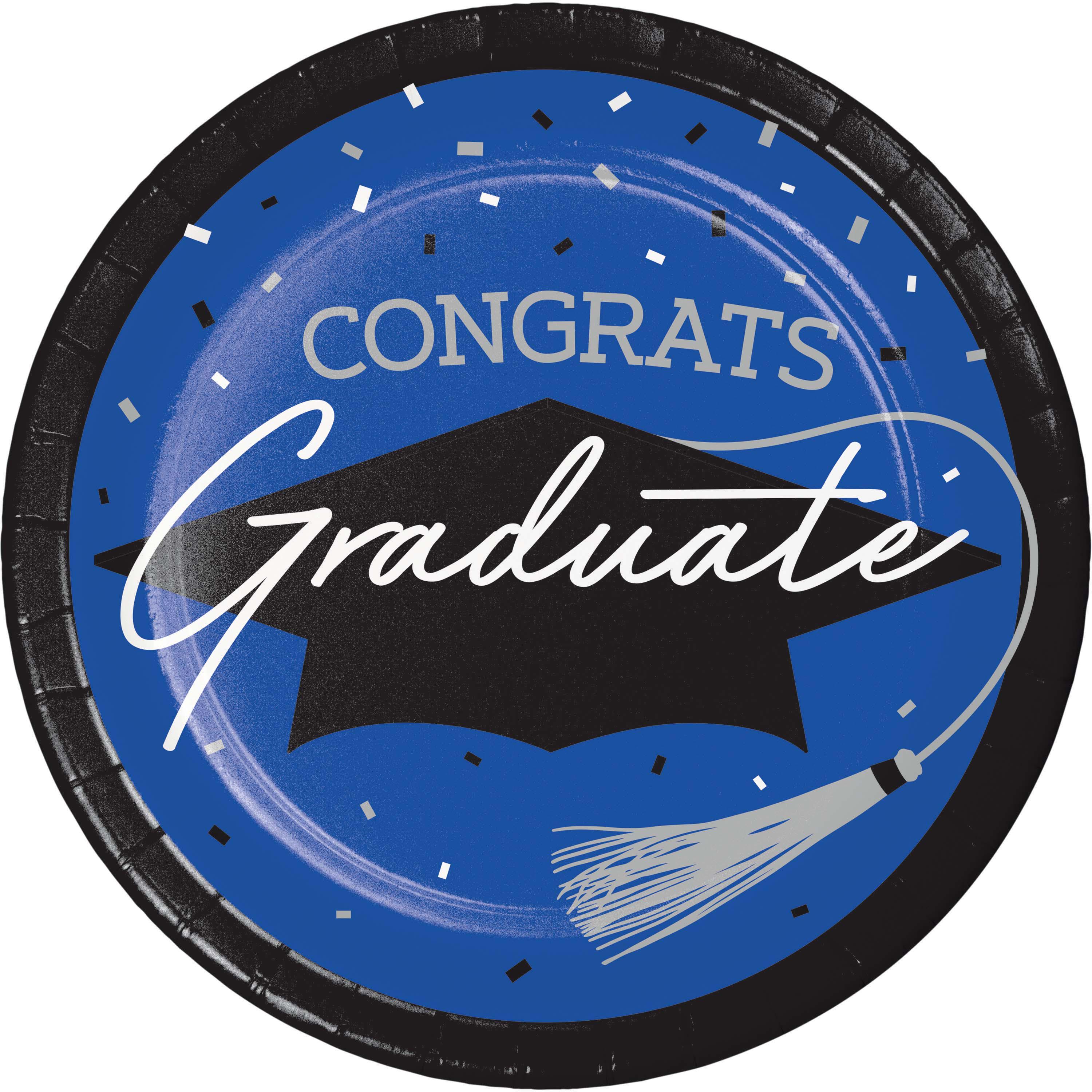 Royal Blue Graduation Cake Plates 18ct - Cobalt Blue Graduation Party Supplies, 2025 Grad Decorations, High School Grad, College Graduation