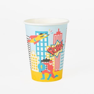 Comic Book Party Cups - Superhero Birthday Cups, Comic Book Party Supplies, Hero Baby Shower, Superhero Party Decorations, Superhero Cups