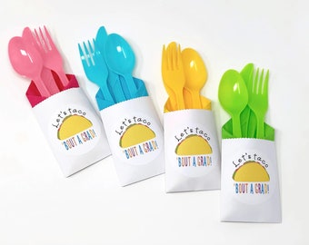 Taco Bout a Grad Party Cutlery Bags - Taco Graduation, Fiesta Graduation, Graduation Party Decorations, Party Supplies, Grad Party