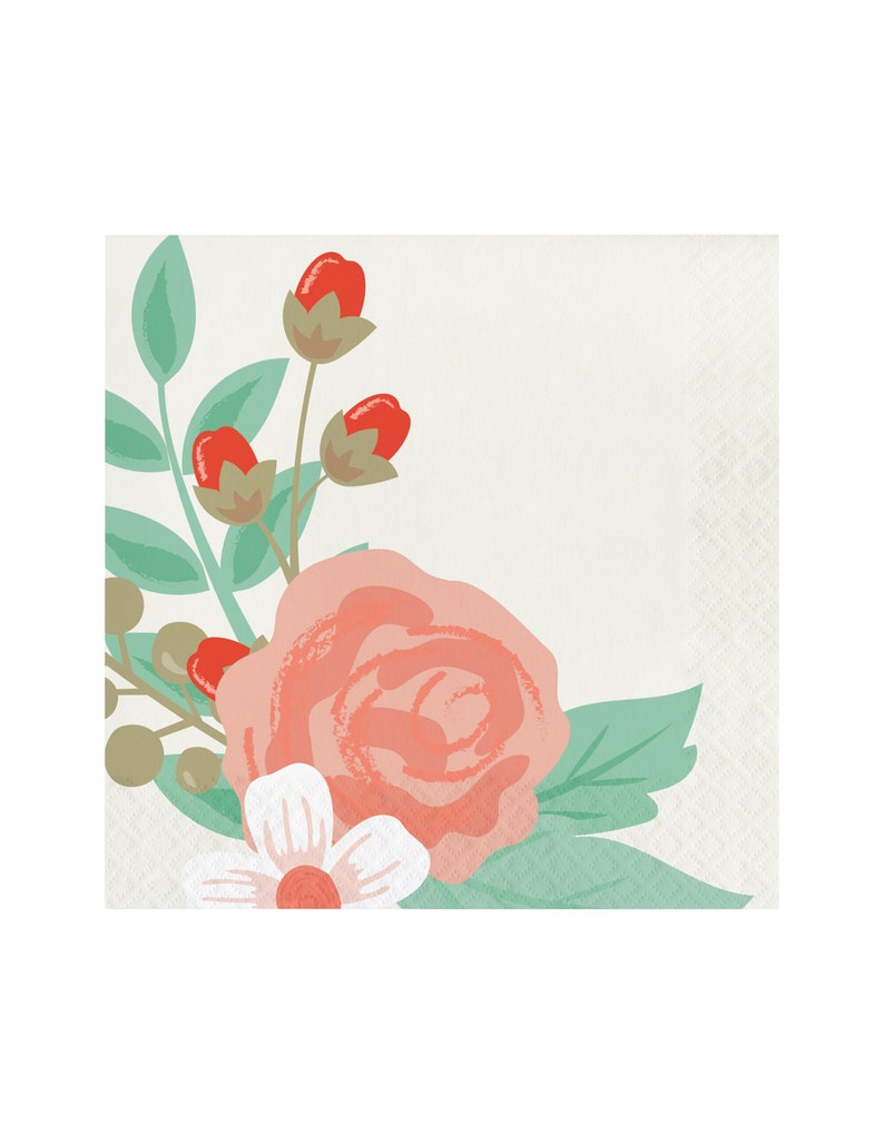 Floral Napkins Bridal Shower Napkins Floral Wedding Etsy