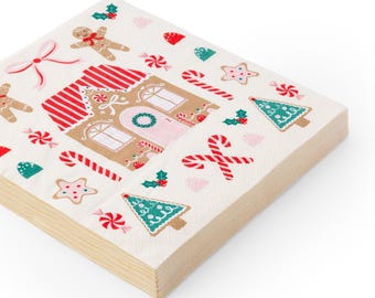 Servilletas de jengibre - Servilletas grandes para fiestas navideñas, vajilla navideña, artículos para fiestas de casitas de jengibre, 20 unidades
