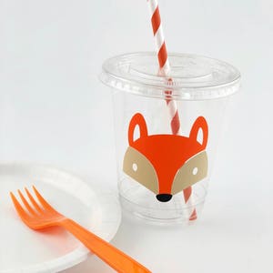 Fox Cups - Fox Party Cups, Fox Birthday Supplies, Fox Party Favors, Woodland Baby Shower, Woodland Animals, Fox Baby Shower Disposable Cups
