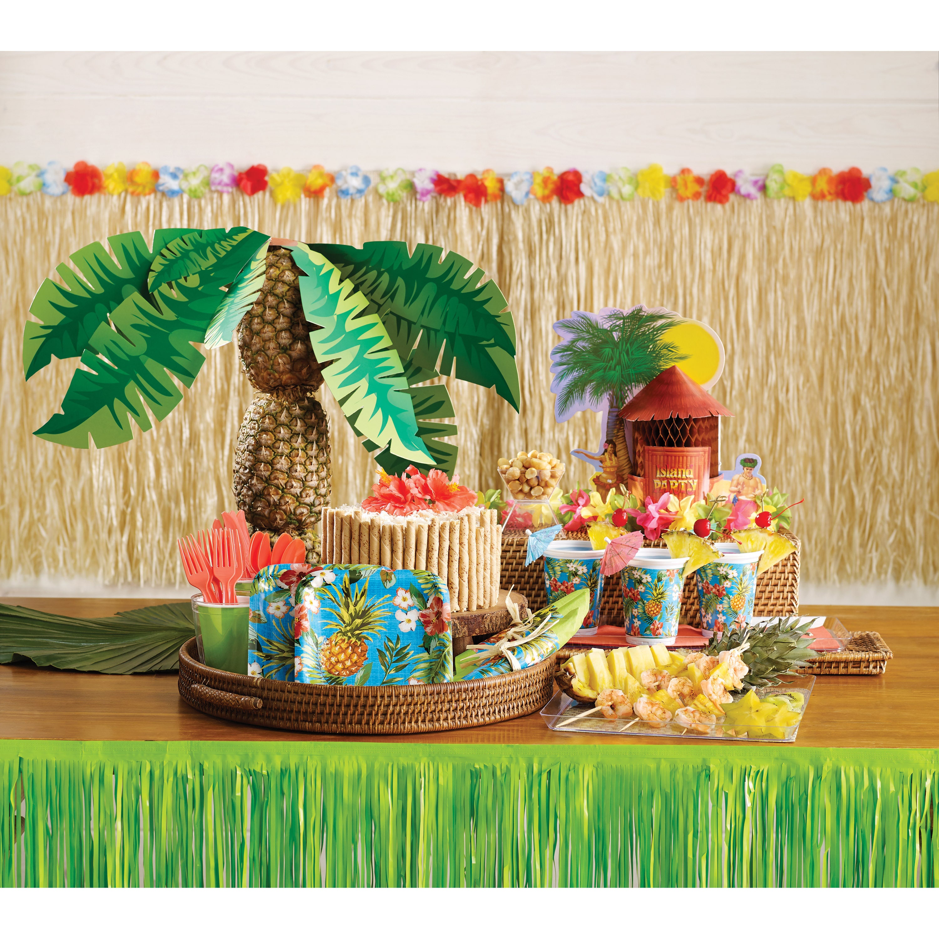 Tropical Tablecloth Luau 3-Pack Hawaiian Party Tablecloths - Tropical Palm  Leaf Design (51x86\, image size:3000x3000