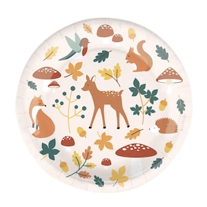 Woodland Party Plates - Woodland Birthday Decorations, Animal Party Supplies, Forest Baby Shower, Woodland Deer Birthday, Fawn Party Plates