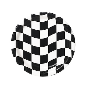 9&quot; Checkered Plates - Race Car Birthday Party, Racing Birthday Party Plates, Racing Baby Shower, Dirt Bike Party, Car Party Supplies