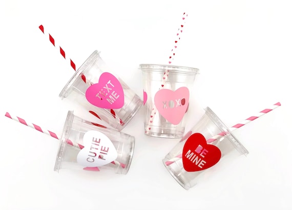 Cherry Hearts Dice Glass Cup  Glass cup, Valentines cherries, Glass straws