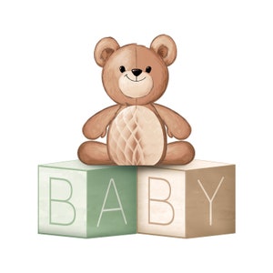 Teddy Bear Party Centerpiece - Baby Shower Centerpiece, Baby Blocks Party, Party Supplies, Teddy Bear Baby Shower Decorations, Shower Decor