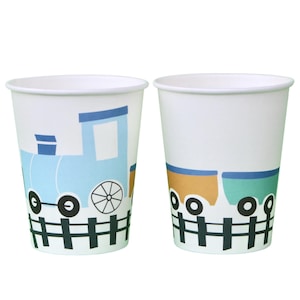 Train Cups - Transportation Party Cups, Train Birthday Decorations, Train Treat Cups, Choo Choo I&#39;m Two Birthday, Train Baby Shower Supplies