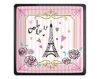 Platos de cumpleaños de París - Platos de fiesta de París, Suministros para fiestas de París, Decoraciones de cumpleaños de París, Suministros de cumpleaños, Despedida de soltera francesa