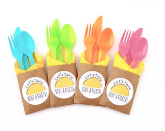 Taco Party Cutlery - Fiesta Birthday, Taco Birthday, Fiesta Party Supplies, Party Decorations, Taco Party Supplies