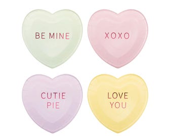 Platos de postre con forma de corazón - Fiesta de San Valentín "Be Mine", Platos pastel para San Valentín, Artículos para fiestas infantiles de San Valentín, Platos de papel para tartas