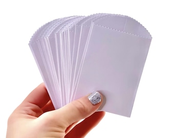 50 mini bolsas de papel blancas: bolsas pequeñas, bolsas para cubiertos, bolsas planas, bolsas para semillas, mini bolsas para regalos, bolsas para manualidades, bolsas de papel blancas de 10 x 6,35 cm