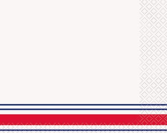 Servilletas de papel con rayas patrióticas para almuerzo, 16 unidades, rojo, blanco y azul, suministros para fiestas del 4 de julio, servilletas para picnic y barbacoa de EE. UU., temática americana