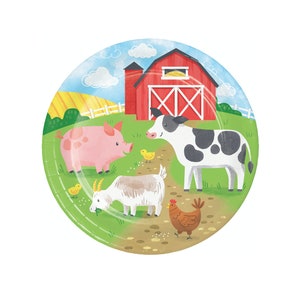 Farm Party Plates - Barnyard Birthday Plates, Farm Animals Party Decorations, Farm Birthday Supplies, Barnyard Birthday Decorations