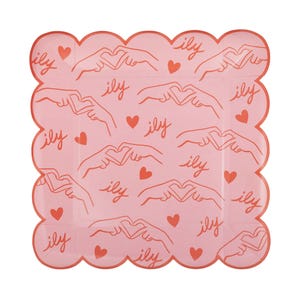 Piatti a forma di cuore rosa - Festa di San Valentino ILY, stoviglie per San Valentino per adolescenti, decorazioni per addio al nubilato, articoli per feste XOXO, tema di San Valentino groovy
