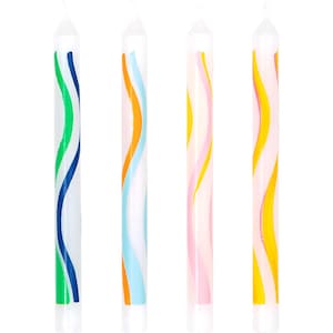 Swirl Stripe Birthday Candles 20ct – 2.5&quot; Colorful Cake Candles for Kids, Teen & Adult Parties – Rainbow, Groovy, Summer Party Decor