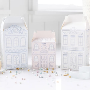 Pink & Blue House Favor Boxes: Floral Party Decorations, 6ct