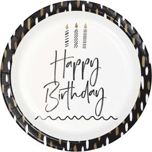 Piatti di carta da 9 pollici per feste di compleanno per adulti o adolescenti, piatti di carta per feste moderne, piatti di carta per la cena, 8 pezzi