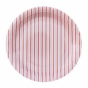 Assiettes à rayures rouges et blanches - fête de super-héros, anniversaire de la rentrée scolaire, articles de fête pour avion, fête à la menthe poivrée, assiettes en carton Americana