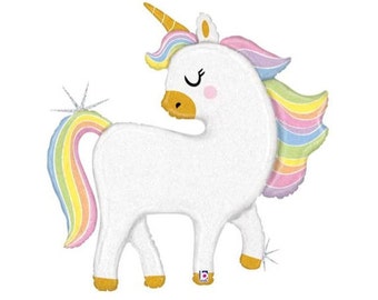 48" Holographic Unicorn Balloon, Unicorn Birthday Decorations, Unicorn Party Supplies, Unicorn Birthday Supplies, Unicorn Party Decorations