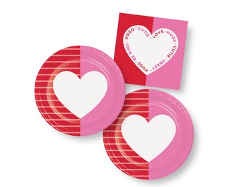 Valentines Party Supplies - Valentines Party Plates, Valentines Napkins, Valentines Day Decorations, Kids Valentines Party, Galentines Party