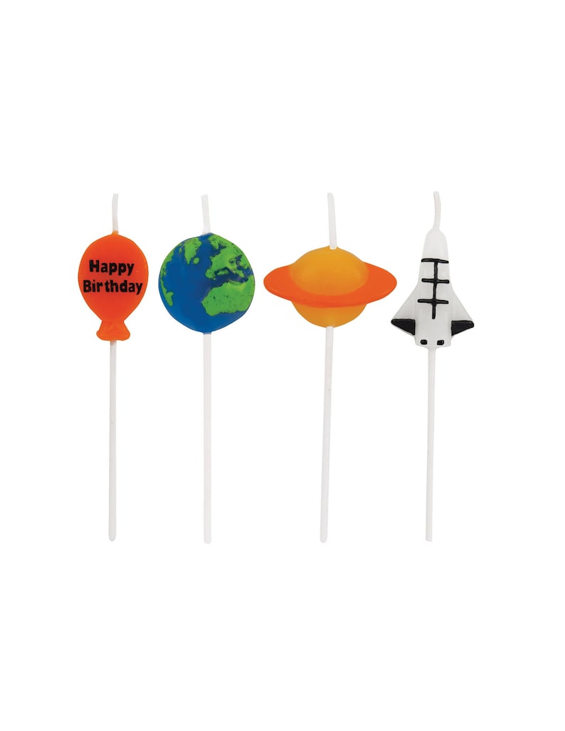 Galaxy Birthday Supplies Outer Space Planet Party Space Party Candles Alien Birthday Cupcake Toppers Rocket Birthday Candles