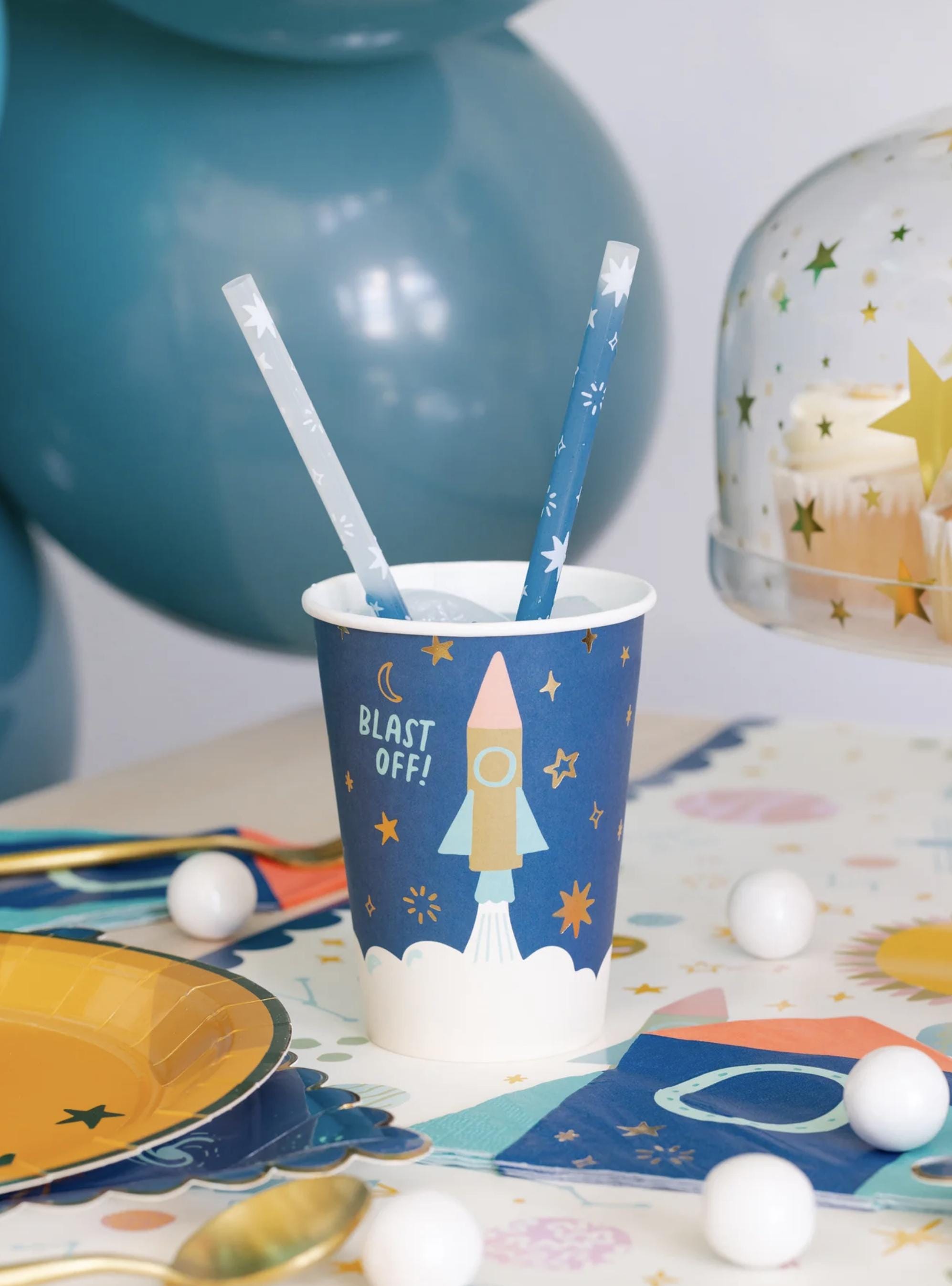 12 cannucce per feste per bambini, spazio per il compleanno dei bambini, decorazione di compleanno del mondo, cannucce riutilizzabili, cannucce per feste, astronauta