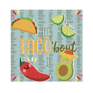 Taco Bout It Napkins 20ct - Fiesta Party Supply, Taco Bar Birthday, Cinco De Mayo Party, Fiesta Baby Shower, Summer Party, Avocado Birthday