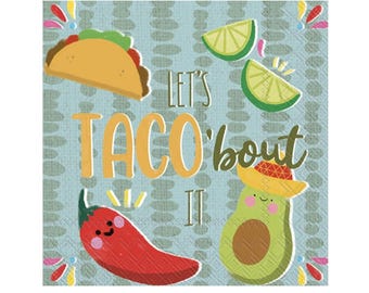 Taco Bout It Napkins 20ct - Fiesta Party Supply, Taco Bar Birthday, Cinco De Mayo Party, Fiesta Baby Shower, Summer Party, Avocado Birthday