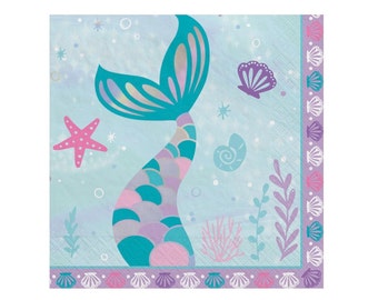 Mermaid Tail Napkins - Mermaid Birthday Decorations, Mermaid Bachelorette, Mermaid Party Decorations, Mermaid Party Supplies, Party Napkins