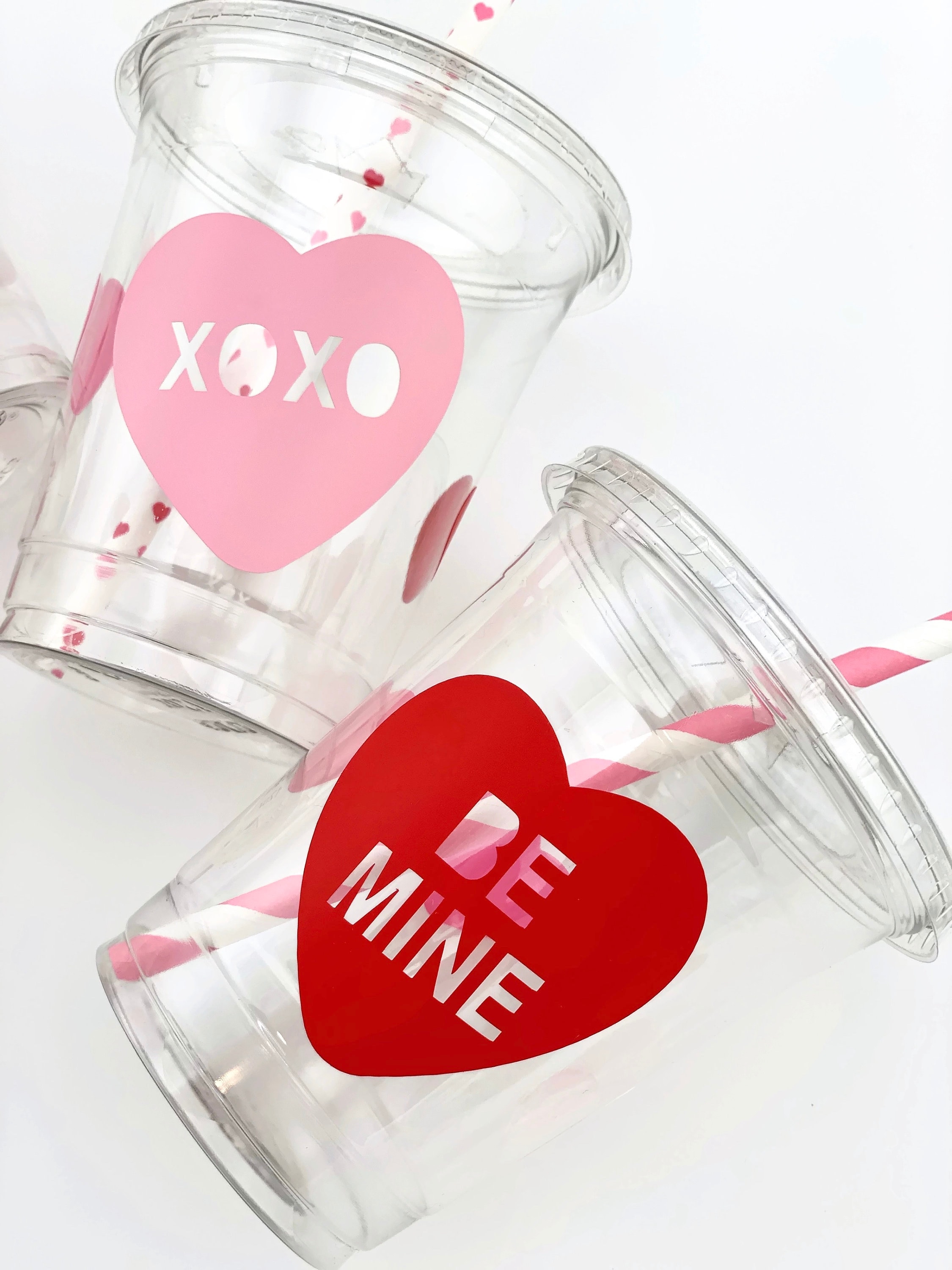 Meanplan 48 Pcs Valentines Cups Valentines Day Plastic Cups Plastic  Valentine Heart Reusable Valentines Cups Heart Cup Plastic Valentines Cups  for