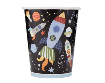 宇宙パーティーカップ - 宇宙誕生日、宇宙誕生日、誕生日カップ、銀河パーティー用品、宇宙飛行士パーティー、宇宙パーティーのデコレーション