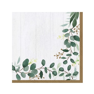 Eucalyptus Party Napkins - Botanical Birthday Decorations, Greenery Wedding Napkins, Bachelorette Party Decorations, Bridal Shower Napkins