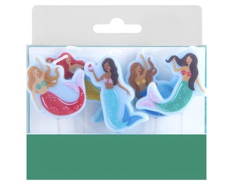 Meerjungfrau Party Kerzen - Meerjungfrau Geburtstagskerzen, Geburtstag Tortendekoration, Kuchen Topper, Meerjungfrau Cupcake Topper, Ocean Party Kuchenkerzen