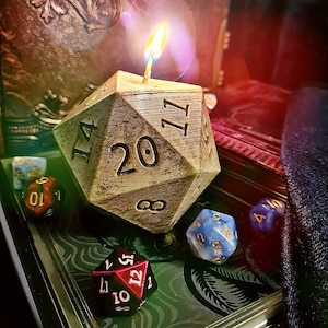 Dungeon Surprise D20 Candle Hidden Dice Collectible Dungeon and Dragons | Handmade Vegan Candle in Soy Wax! RPG and Geek Homewear