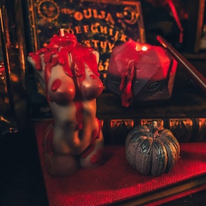 Vegan Vampire Handmade Gothic Candle in Woman Shape with Dripping Blood |The Duchess | Customizable Goth Gift | World of Darkness