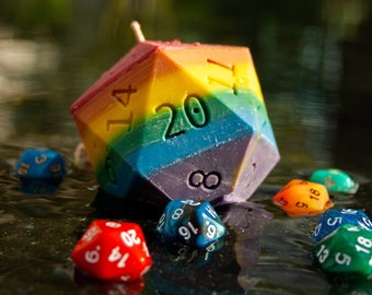 Rainbow Special Dungeon Surprise D20 Candle Hidden Dice Collectible Dungeon and Dragons RPG Gamers Geek Pride LGBTQ+