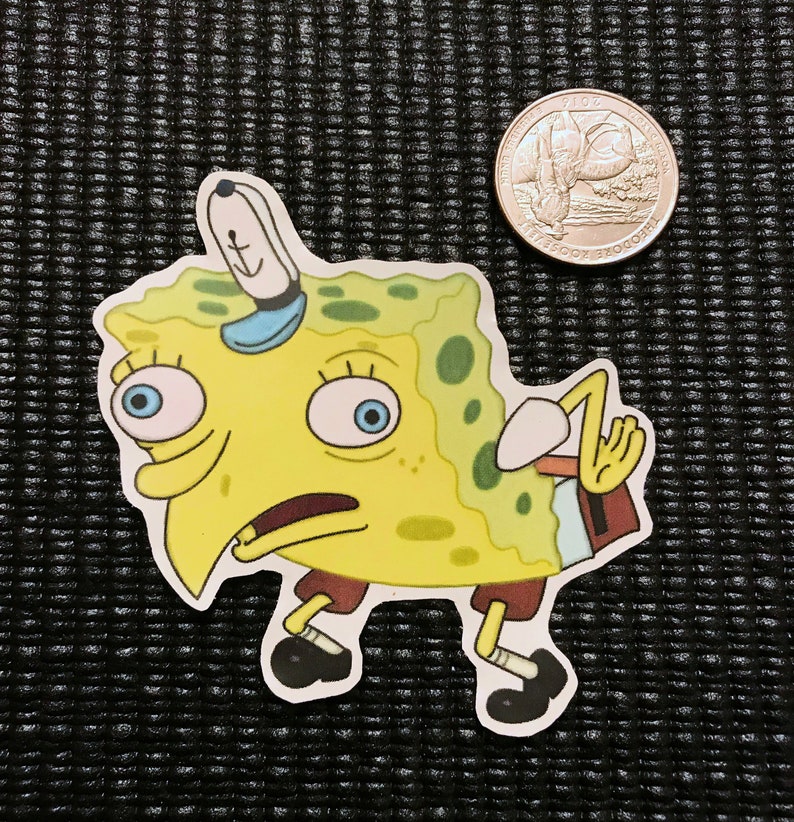 mocking spongebob meme sticker aesthetic tumblr laptop etsy