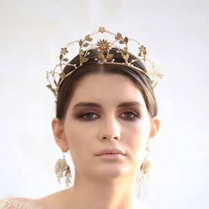 JOSÉPHINE Bridal Gold Crown, Floral Hair Tiara image 4