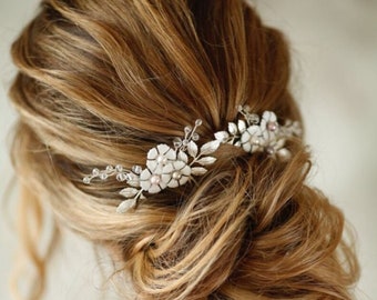 LAURA | Floral Bridal comb, Bridal hair comb, Bridal headpiece